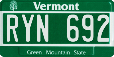 VT license plate RYN692