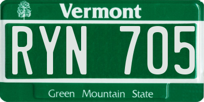 VT license plate RYN705