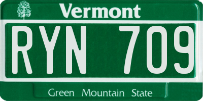 VT license plate RYN709