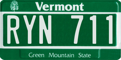 VT license plate RYN711