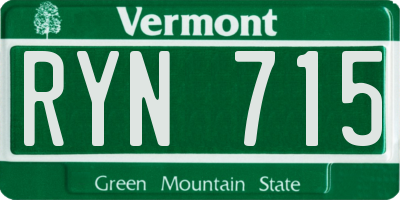VT license plate RYN715