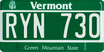 VT license plate RYN730