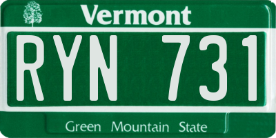 VT license plate RYN731