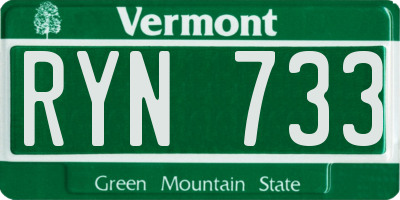 VT license plate RYN733