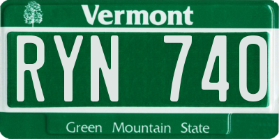 VT license plate RYN740