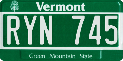 VT license plate RYN745