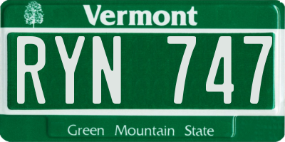 VT license plate RYN747