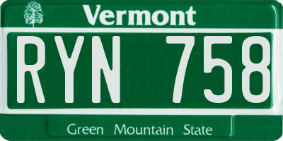 VT license plate RYN758