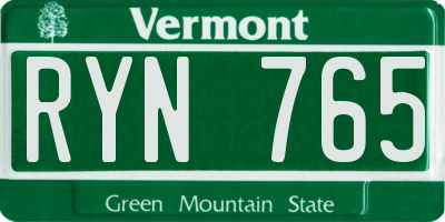 VT license plate RYN765