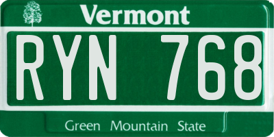 VT license plate RYN768