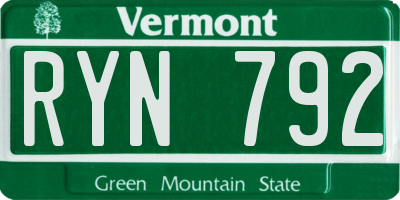 VT license plate RYN792