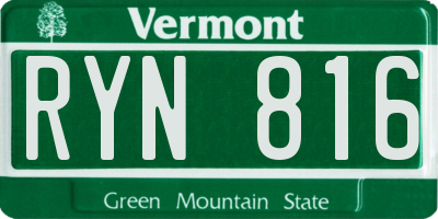 VT license plate RYN816