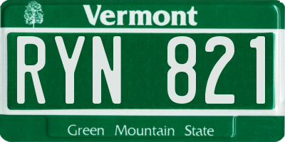 VT license plate RYN821