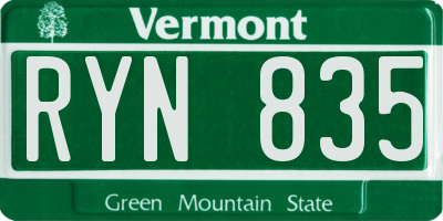 VT license plate RYN835