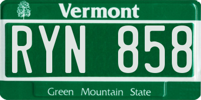 VT license plate RYN858