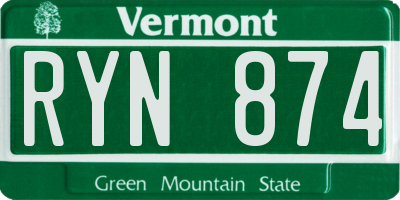 VT license plate RYN874