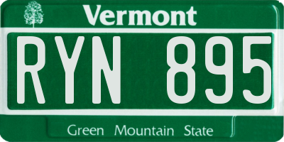 VT license plate RYN895