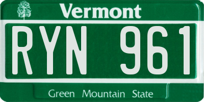 VT license plate RYN961