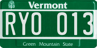 VT license plate RYO013