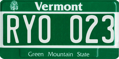 VT license plate RYO023
