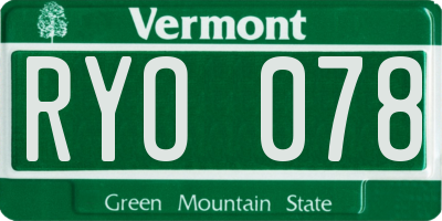 VT license plate RYO078