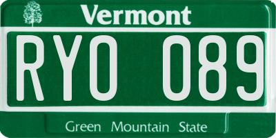 VT license plate RYO089