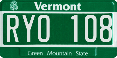 VT license plate RYO108