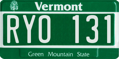 VT license plate RYO131