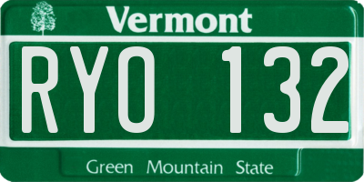 VT license plate RYO132