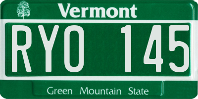 VT license plate RYO145
