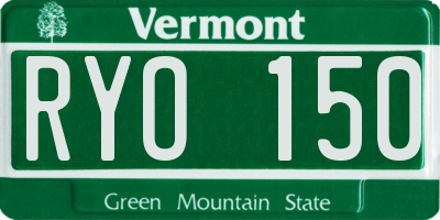 VT license plate RYO150
