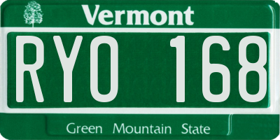 VT license plate RYO168