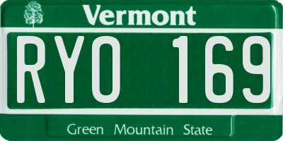 VT license plate RYO169