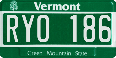 VT license plate RYO186