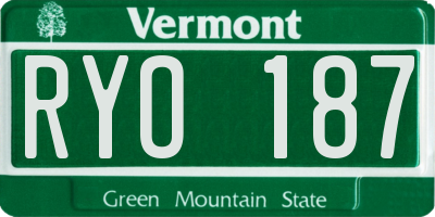 VT license plate RYO187