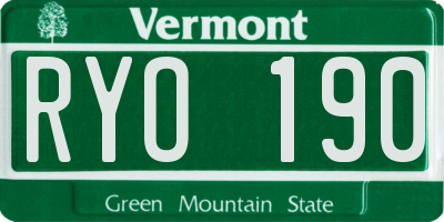 VT license plate RYO190