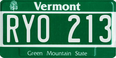 VT license plate RYO213