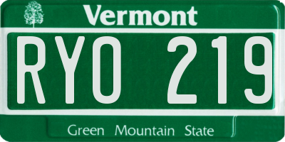 VT license plate RYO219