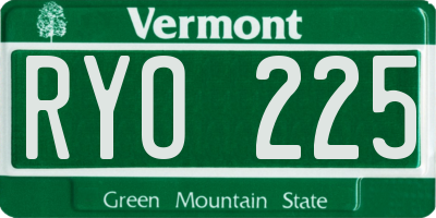 VT license plate RYO225