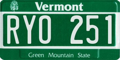VT license plate RYO251