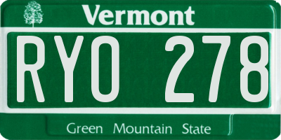 VT license plate RYO278