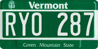 VT license plate RYO287