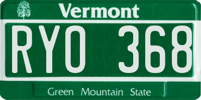 VT license plate RYO368