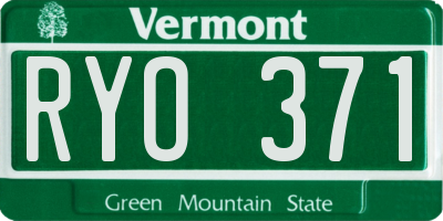 VT license plate RYO371