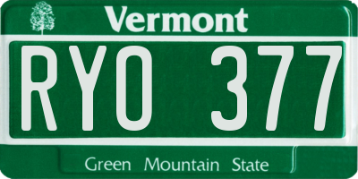 VT license plate RYO377