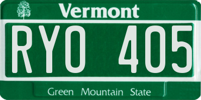 VT license plate RYO405