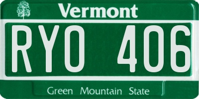 VT license plate RYO406