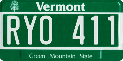 VT license plate RYO411