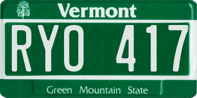 VT license plate RYO417