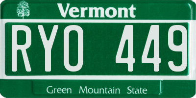 VT license plate RYO449